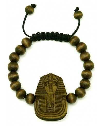 Pharaoh Good Wood Brown 10mm Bead Natural Wood Pendant Replica Bracelet $10.71 Strand