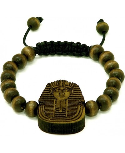 Pharaoh Good Wood Brown 10mm Bead Natural Wood Pendant Replica Bracelet $10.71 Strand