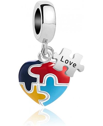 Autism Awareness Puzzle Piece Heart Love Sterling Silver Charm Bead for Bracelet $12.90 Charms & Charm Bracelets