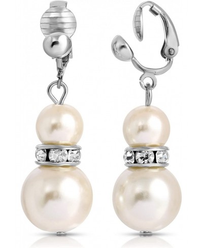 2028 Jewelry White Double Drop & Dangle Costume Pearl Earrings $19.67 Clip-Ons