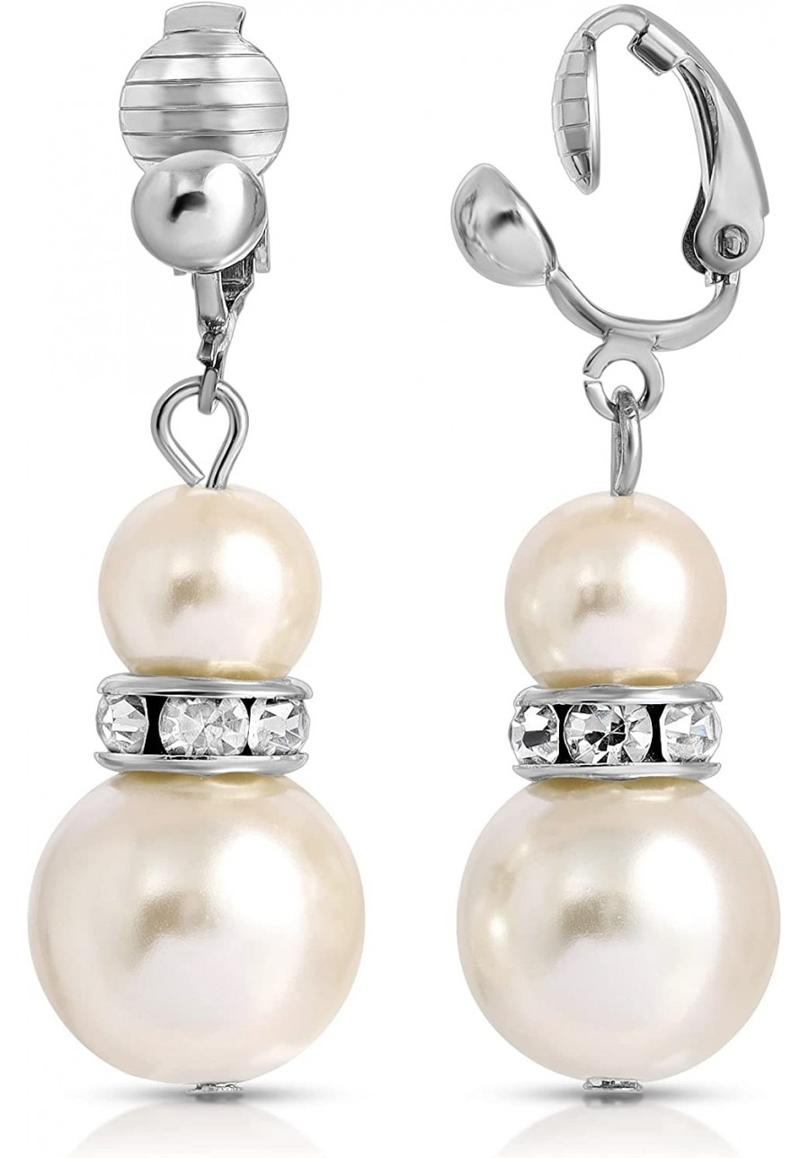 2028 Jewelry White Double Drop & Dangle Costume Pearl Earrings $19.67 Clip-Ons