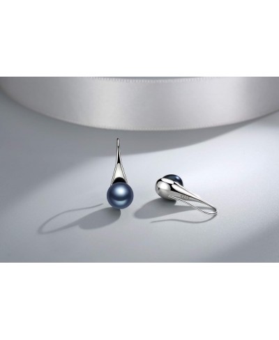 Sterling Silver Freshwater Cultured Pearl Jewelry Necklace Earrings Set for Women (White Pearl Or Dark Blue Pearl) $33.38 Jew...