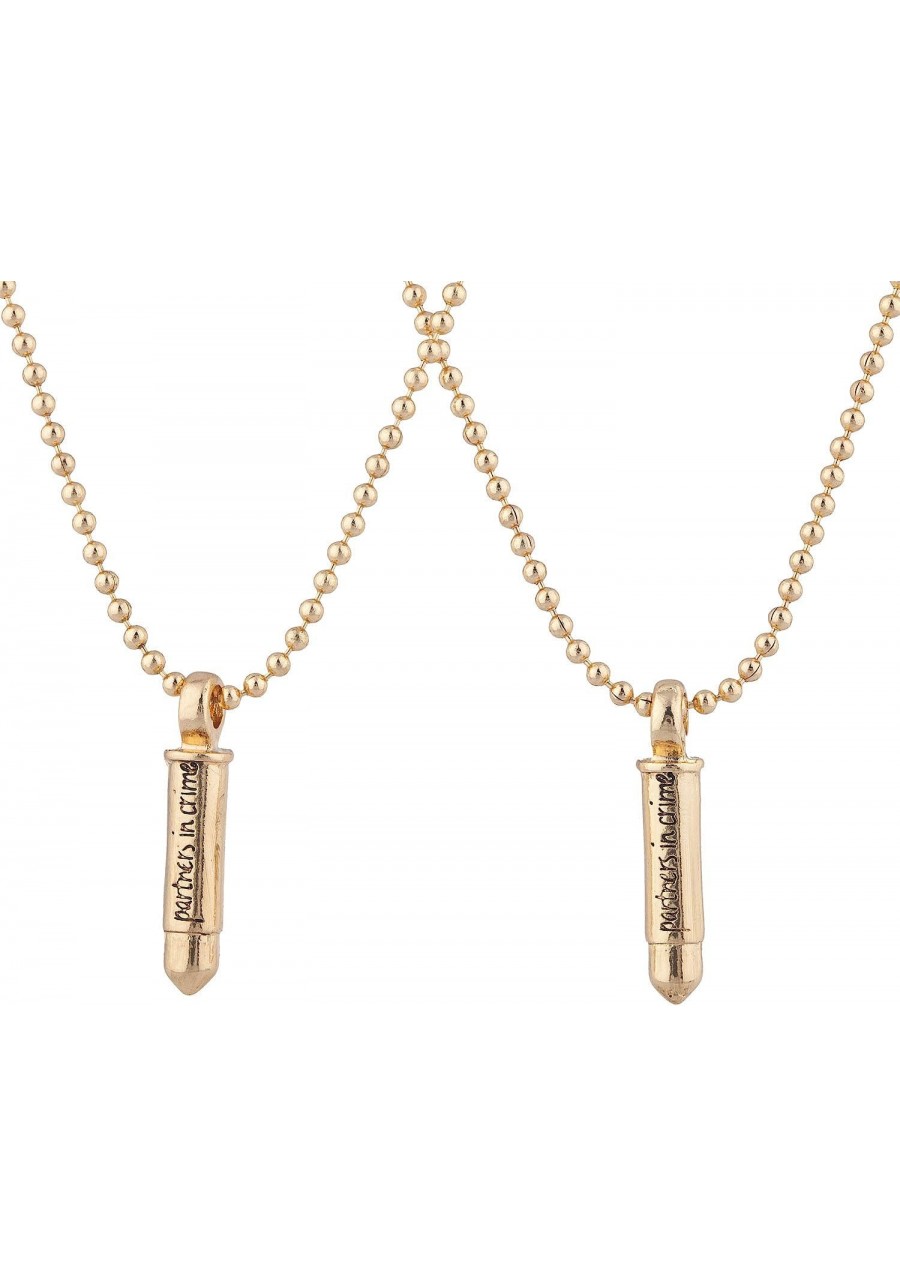 Gold Tone Gun Bullet Partners in Crime Pendant Beaded Necklace $11.68 Chains