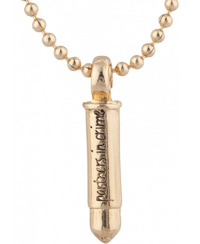 Gold Tone Gun Bullet Partners in Crime Pendant Beaded Necklace $11.68 Chains