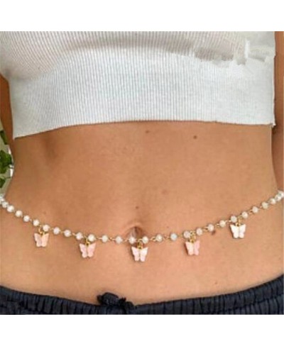 Butterfly Body Chains Silver Pearl Waist Chain Tassel Bikini Fashion Body Jewelry Accessories for Women and Girls $11.60 Body...