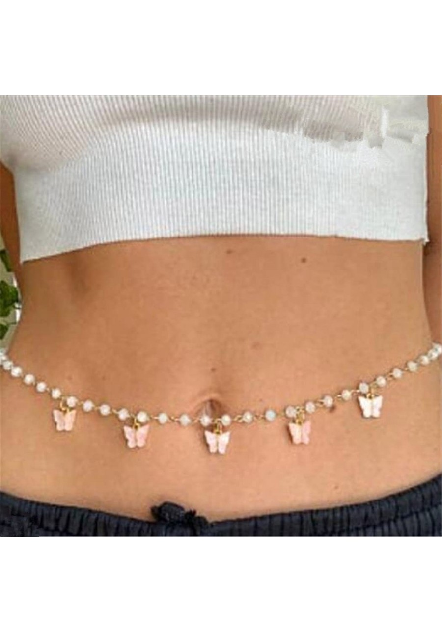 Butterfly Body Chains Silver Pearl Waist Chain Tassel Bikini Fashion Body Jewelry Accessories for Women and Girls $11.60 Body...