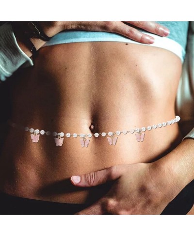 Butterfly Body Chains Silver Pearl Waist Chain Tassel Bikini Fashion Body Jewelry Accessories for Women and Girls $11.60 Body...