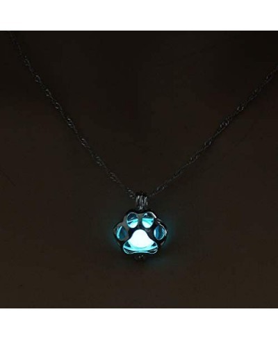 Cute Luminous Paw Pendant Necklace Jewelry Fluorescent Paw Print Necklace for Woman Girl Glow in The Dark Choker Necklace $7....