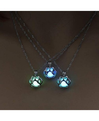 Cute Luminous Paw Pendant Necklace Jewelry Fluorescent Paw Print Necklace for Woman Girl Glow in The Dark Choker Necklace $7....