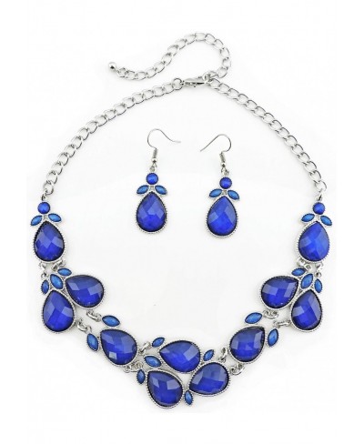 Shiny Resin Collar Necklace with Earrings(XL-1100-royal blue-bk) $13.61 Jewelry Sets