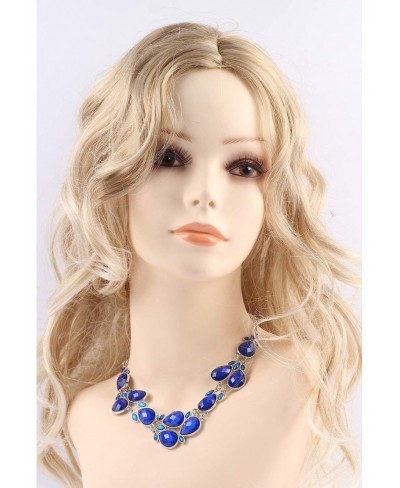 Shiny Resin Collar Necklace with Earrings(XL-1100-royal blue-bk) $13.61 Jewelry Sets