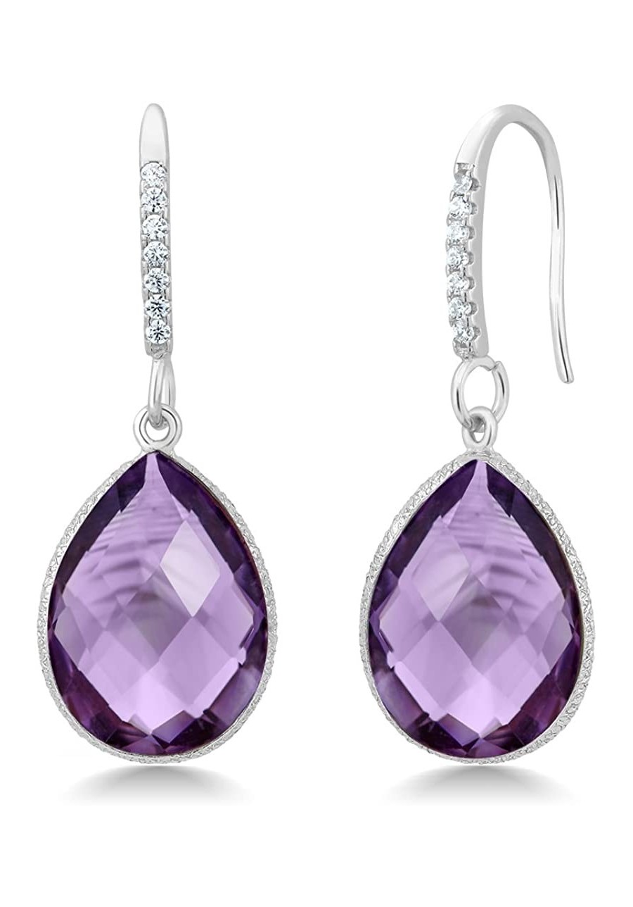 925 Sterling Silver Purple Amethyst Dangle Earrings For Women (13.00 Cttw Gemstone Birthstone Pear Shape 16X12MM) $48.99 Drop...