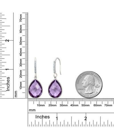 925 Sterling Silver Purple Amethyst Dangle Earrings For Women (13.00 Cttw Gemstone Birthstone Pear Shape 16X12MM) $48.99 Drop...