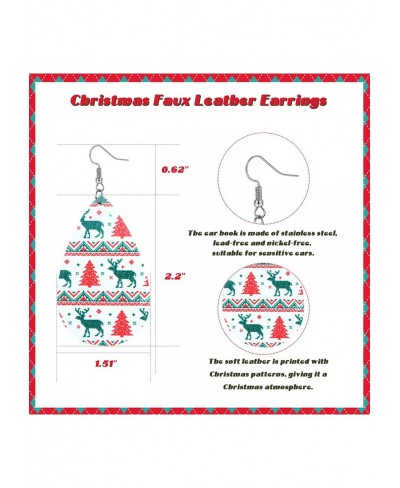 16 Pairs Christmas Leather Earrings for Women Xmas Faux Leather Earrings Christmas Decorations Teardrop Drop Dangle Earrings ...