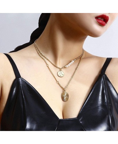 Coin Choker Necklaces Gold Pearl Layered Necklace Chains ChainJewelry for Women and Girls $11.50 Chokers