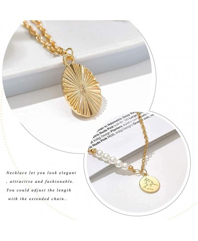 Coin Choker Necklaces Gold Pearl Layered Necklace Chains ChainJewelry for Women and Girls $11.50 Chokers