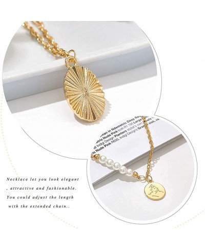 Coin Choker Necklaces Gold Pearl Layered Necklace Chains ChainJewelry for Women and Girls $11.50 Chokers