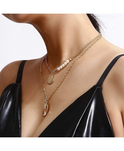 Coin Choker Necklaces Gold Pearl Layered Necklace Chains ChainJewelry for Women and Girls $11.50 Chokers