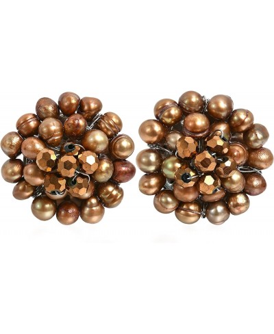 Golden Elegance Cultured Freshwater Dyed Pearls Chrysanthemum Clip On Earrings $22.95 Clip-Ons