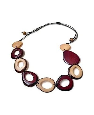 Long Tagua Necklace in Burgundy and Beige TAG621. Tagua Nut Necklace Vegetable Ivory Necklace. Handmade Jewelry $29.78 Jewelr...