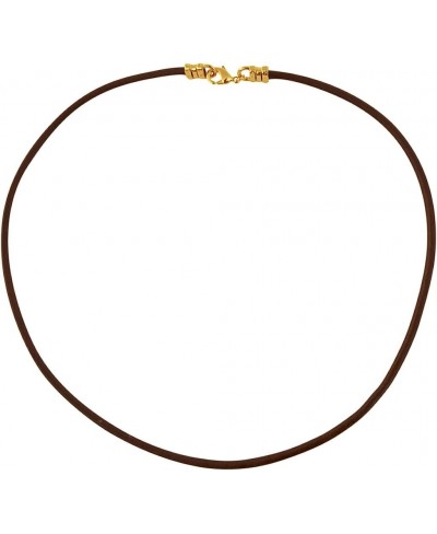 Gold Plated 3mm Thick Brown Leather Cord Necklace $19.78 Chains