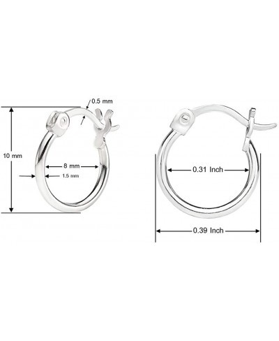 Sterling Silver 1.5mm Thick High Polished Click Top Hoop Earrings Sizes 10mm - 50mm $11.68 Hoop