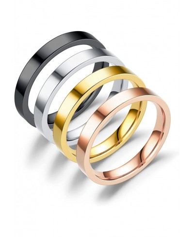 4 Pcs 3mm Finger Rings Gold/Rose/Silver/Black Stacking Ring Stainless Steel Simple Filled Rings for Women Girls $12.39 Stacking