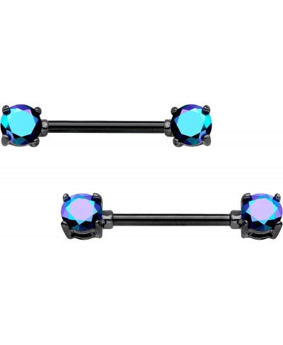 Black Anodized Steel Bali Barbell Nipple Ring Set of 2 14 Gauge 9/16 $18.26 Piercing Jewelry