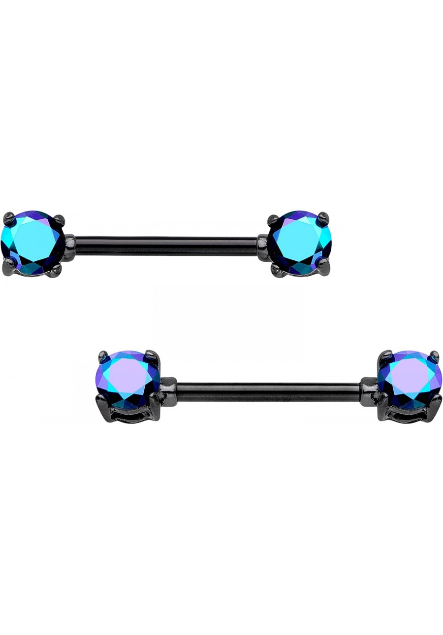 Black Anodized Steel Bali Barbell Nipple Ring Set of 2 14 Gauge 9/16 $18.26 Piercing Jewelry