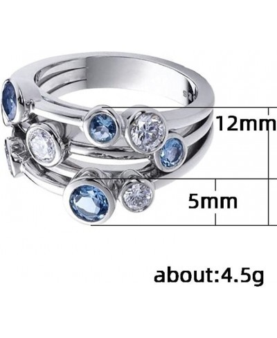 925 Sterling Silver Jewelry Womens Geometric Two-Tone Gemstone Ring Unique Sapphire Diamond Wedding Ring Multi Row Eternity E...