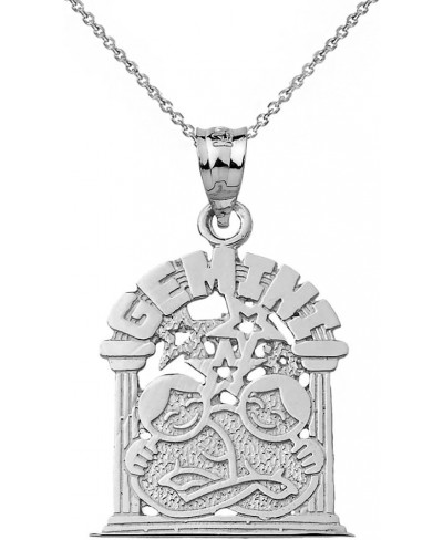 925 Sterling Silver Gemini Zodiac Sign Personalized Pendant Necklace $33.88 Pendant Necklaces