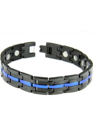 4031724 Stainless Steel Thin Blue Line Magnetic Bracelet Police Law Enforcement Trooper Officer Balance Health $34.12 Link