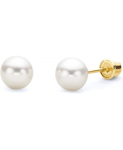 14K Yellow Gold Polished 5mm Freshwater Cultured Pearl Stud Earrings With Screw Back $26.75 Stud