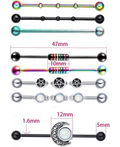 316L Surgical Stainless Steel Industrial Bar Piercing 14G Straight Barbell Body Piercing Jewelry for Women Men $22.32 Piercin...