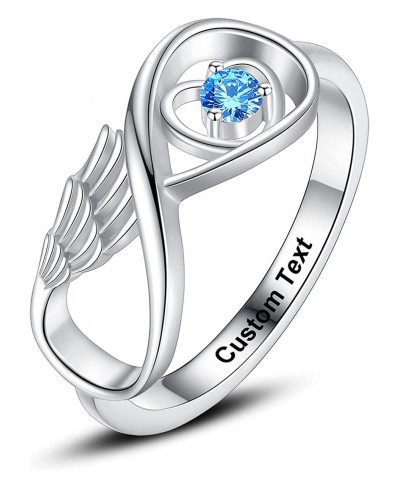 Angel Wing Ring Miscarriage Gifts for Mothers Infinity Wings Rings Birthstone Ring for Women With 1 Birthstone Mother Daughte...