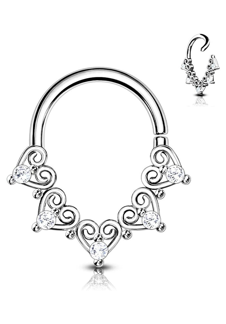 Heart Filigree with Mini CZ Details Bendable Hoop for Daith Cartilage Septum and More $11.27 Piercing Jewelry