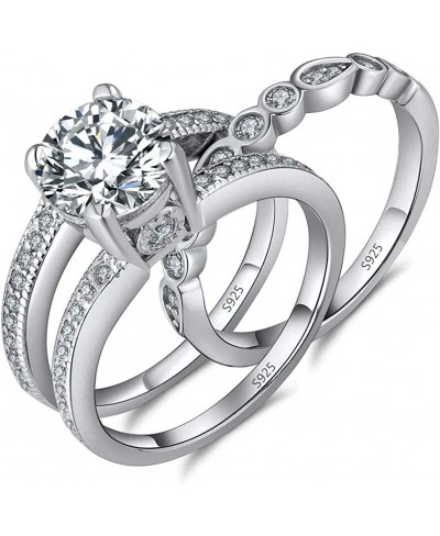 2.7 Carats Round Cut White Cubic Zirconia Alternative Engagement Wedding Ring Set for Women Size 5-11 $35.49 Bridal Sets