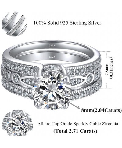 2.7 Carats Round Cut White Cubic Zirconia Alternative Engagement Wedding Ring Set for Women Size 5-11 $35.49 Bridal Sets