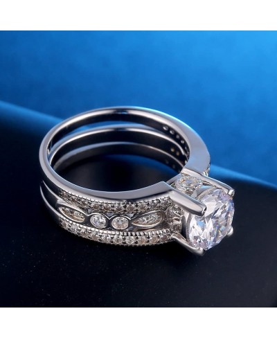 2.7 Carats Round Cut White Cubic Zirconia Alternative Engagement Wedding Ring Set for Women Size 5-11 $35.49 Bridal Sets