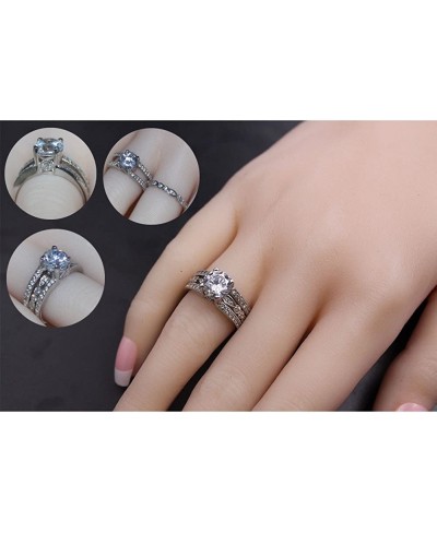 2.7 Carats Round Cut White Cubic Zirconia Alternative Engagement Wedding Ring Set for Women Size 5-11 $35.49 Bridal Sets