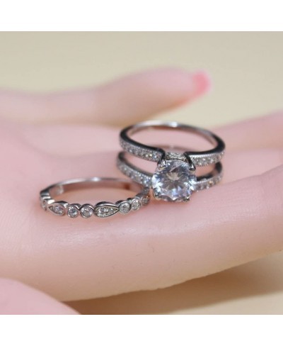 2.7 Carats Round Cut White Cubic Zirconia Alternative Engagement Wedding Ring Set for Women Size 5-11 $35.49 Bridal Sets