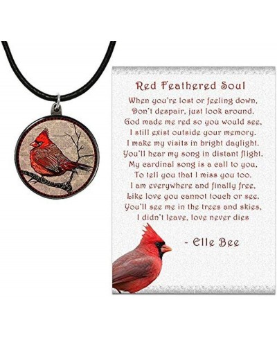 Cardinal Necklace with backside "Our Love Never Dies" and Red Feathered Soul Poem Card Gift Box Grief Sympathy Gift $38.57 Je...