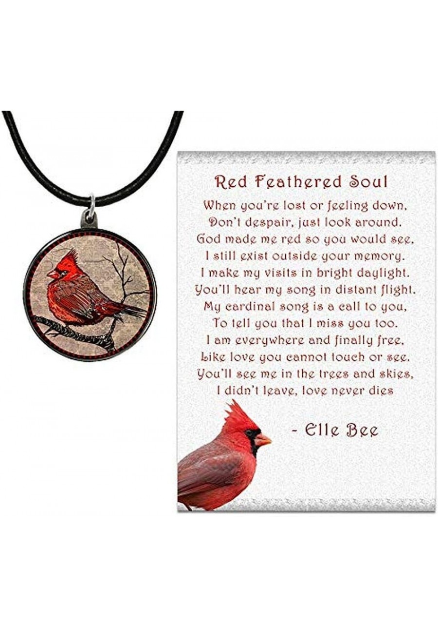 Cardinal Necklace with backside "Our Love Never Dies" and Red Feathered Soul Poem Card Gift Box Grief Sympathy Gift $38.57 Je...