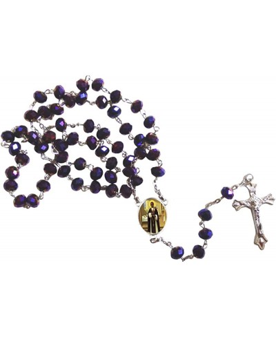 Saint Martin de Porres Patron of Those of Mixed Race Faceted Rondelle 8mm Beads Rosary with Tertium Millennium Crucifix and S...