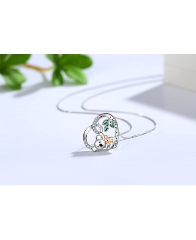 Koala Bear Necklace S925 Sterling Silver Cute Animal Mother and Child I Love You Forever Heart Pendant Necklaces Jewelry Birt...