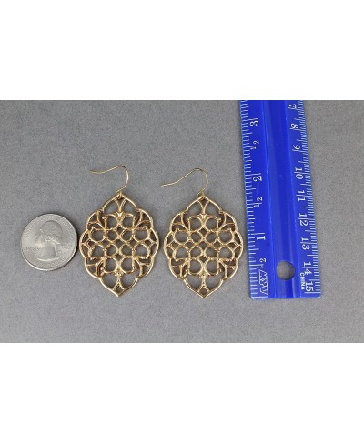 Gold earrings dangle cut out filigree scroll oval teardrop 2 long $11.97 Drop & Dangle