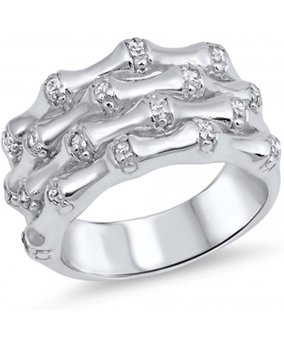 Skull Bone Clear CZ Biker Ring New .925 Sterling Silver Band Sizes 6-10 $35.67 Bands