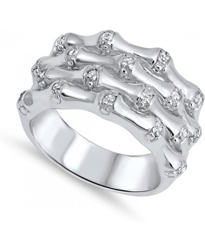 Skull Bone Clear CZ Biker Ring New .925 Sterling Silver Band Sizes 6-10 $35.67 Bands