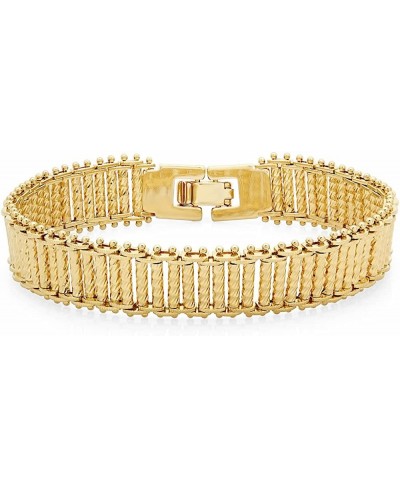 14k Yellow Gold Plated 13mm Diamond-Cut Ladder Style Chain Bracelet + Microfiber Cloth $41.17 Link