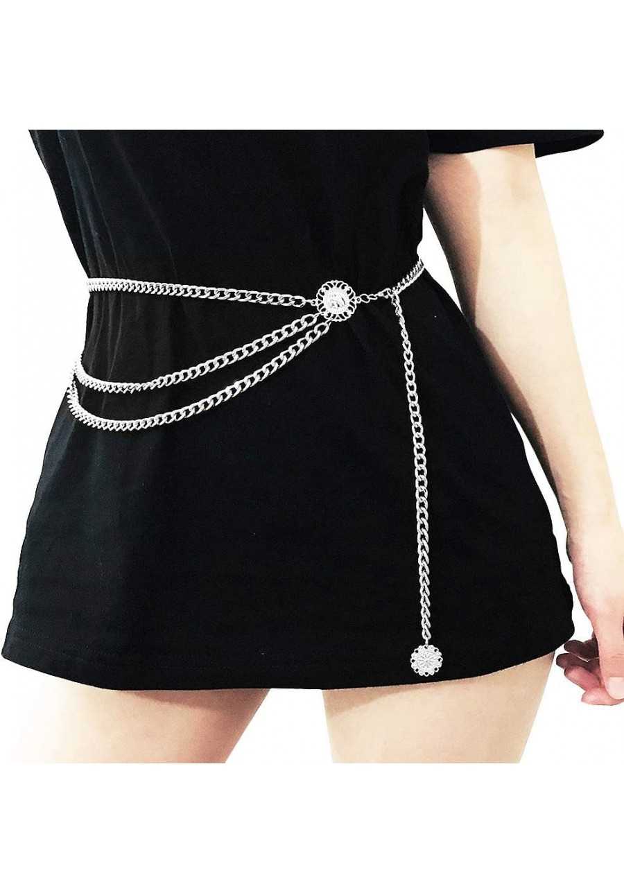 S Size Multilayer Alloy Waist Chain Body Chain for Women Waist Belt Pendant Belly Chain Adjustable Body Harness for Jeans Dre...